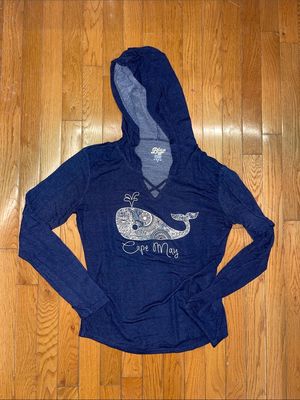 Blue Cape May Hooded Long Sleeve